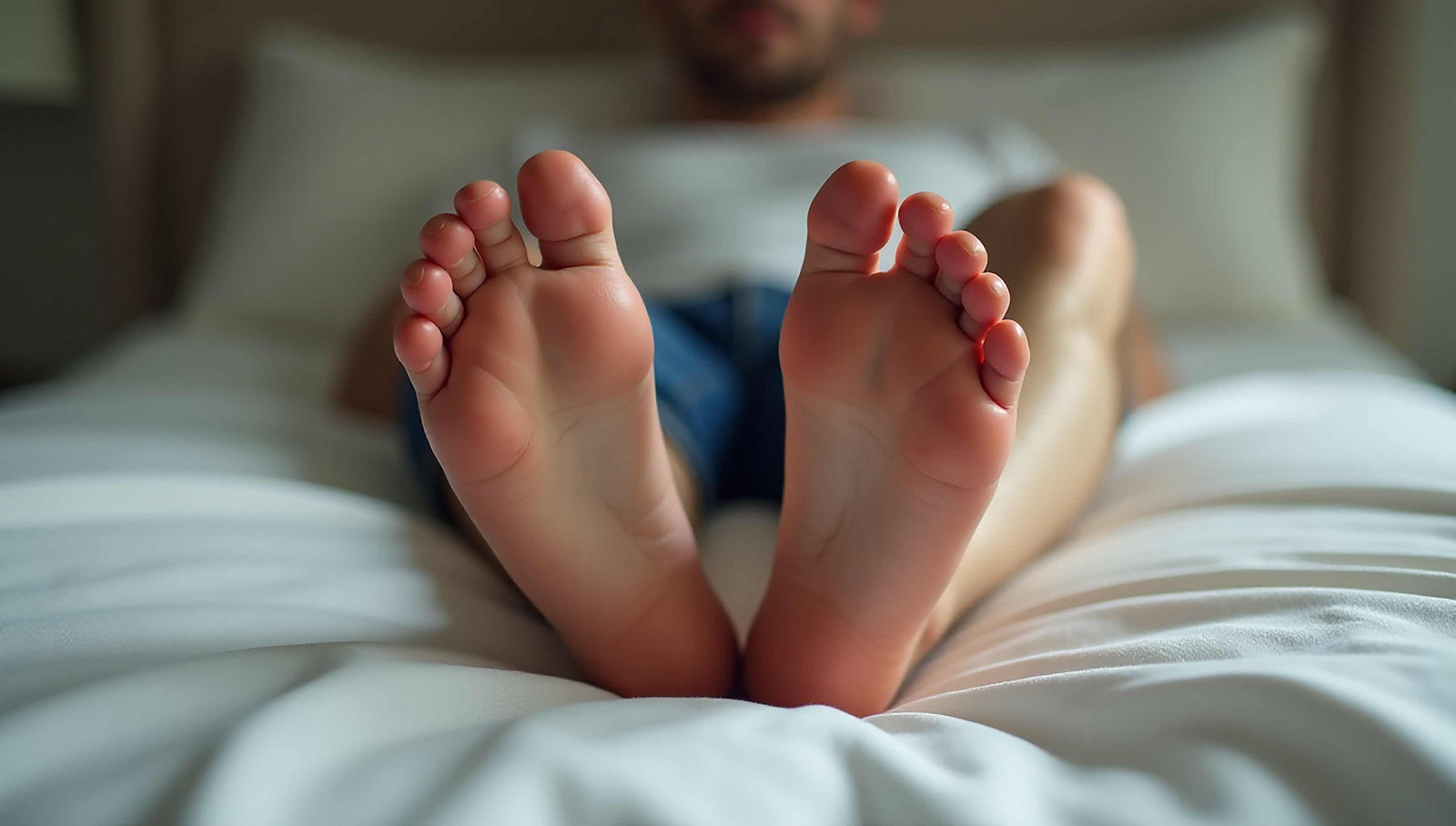 man in bed best foot powder sweaty feet