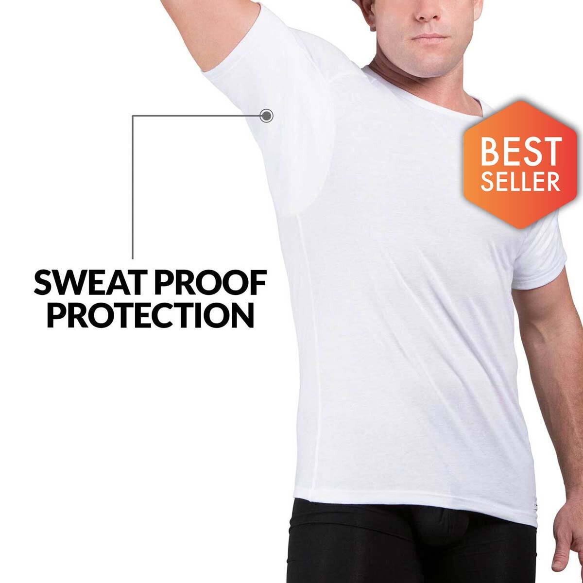 Crew Neck Cotton Sweat Proof Undershirt For Men with Sweat Pads and Silver  Treated to Fight Odor– Ejis