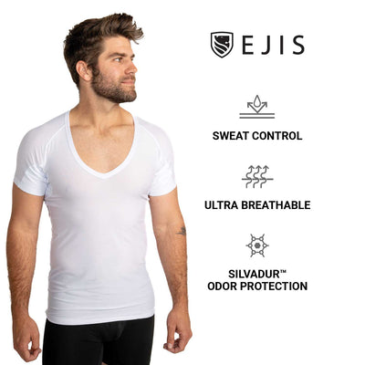 Ultra Breathable Deep V Sweat Proof Undershirt for Men - Ejis