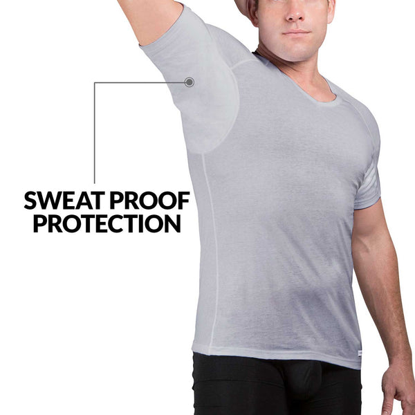 Ejis Men's Sweat Proof Undershirt, Deep V Neck, Anti-Odor, Micro Modal,  Sweat Pads (X-Small, Black) at  Men's Clothing store